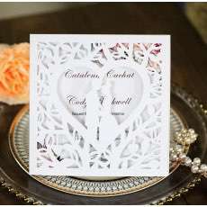 Laser Cut Wedding Invitation Card Off-white Color